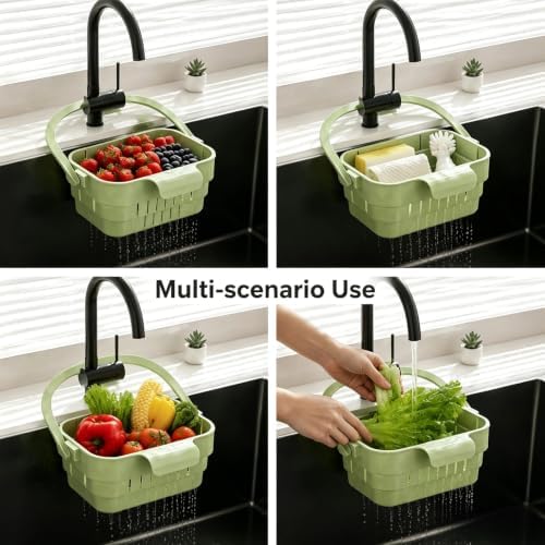Kitchen Sink Drain Strainer, Hanging Sink Drain Basket with Foldable Design, Sink Strainer Basket for Food Scraps, Produce Rinsing, Pasta Draining & Kitchen Cleanup - 4