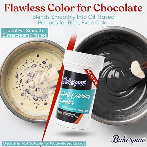Image of Bakerpan Black Food Coloring Powder for Baking - 30g Oil Based, Artificial Dye-Free, Kosher, Gluten-Free - For Buttercream, Chocolate, Candy