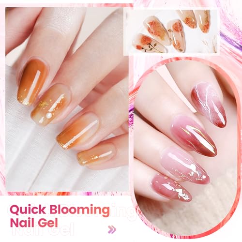 Image of JODSONE 10ML Blooming Gel Nail Polish Clear Marble Nail Nail Art Accessories for Spreading Effects, Floral Print, Watercolor Design for Women