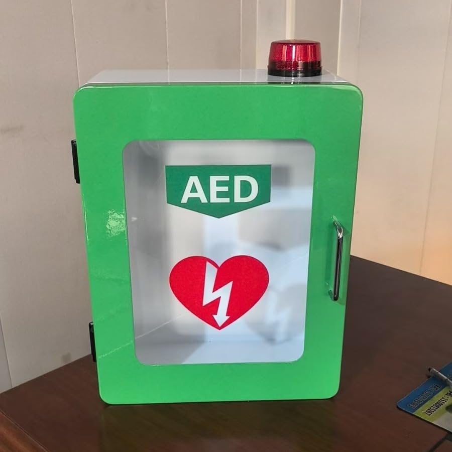 AED-Schrank Zur Wandmontage, Alarmbox Für Herzdefibrillation, Aufbewahrungsschrank Für AED-Defibrillator, Mit Alarmsystem, Doppelschaltersteuerung, Notfallkoffer Und Erste-Hilfe-Set Für Zuhause