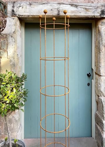 Metal Plant Support, Extra Large Column Obelisk 2m, Rustic Gothic Obelisk, Trellis for Climbing Plants, Extra Large Plant Support, Rusty Metal Obelisk, Tall Garden Cage, Garden Decor