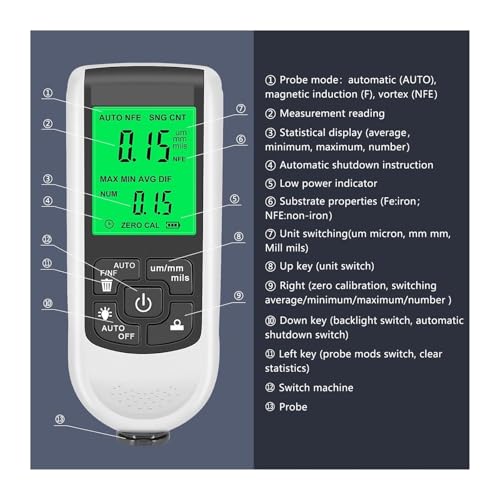 Medidor de espesor de pintura para auto 0-2000μm miniatura 5