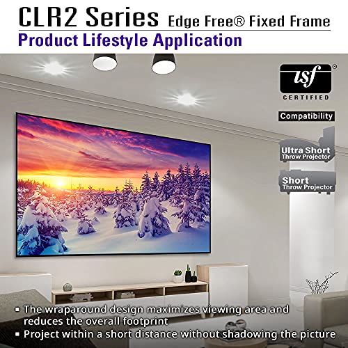 Image of Akia Screens ALR Projector Screen 103 Inch 16:9 - 4K /8K Ceiling Light Rejecting (CLR2) - 0.9 Gain - Short Throw & UST Compatible - Edge Free Fixed Frame - Indoor Home Theater Screen AK-NB103H-CLR2.