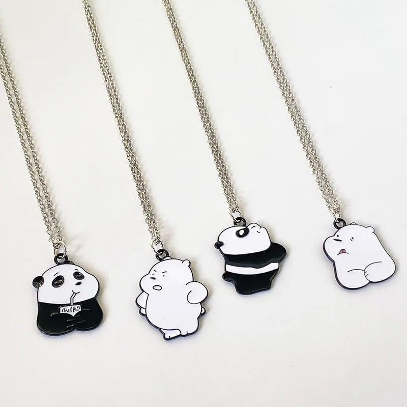 Pendentif Ours Panda Argent pour femme, collier médaillon dessin animé