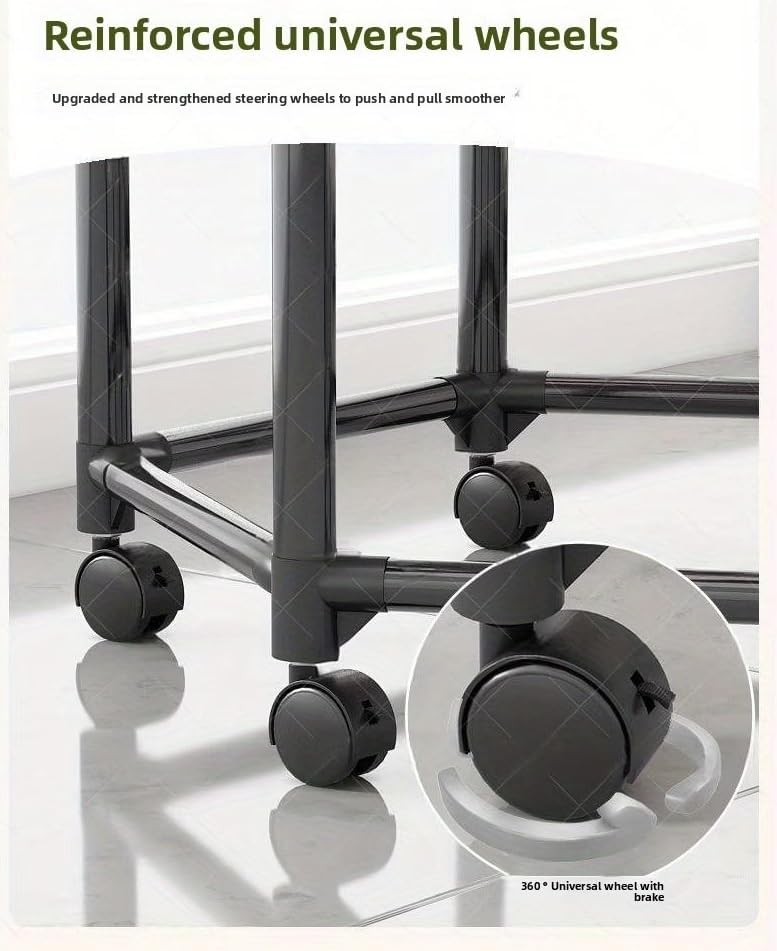 Image of HIWARE 360 Rotating Metal Clothes Rack with Wheels | Multi-Layer Garment Organizer Stand | Space Saving Clothing Rack for Bedroom, Boutique & Laundry | Heavy Duty Garment Hanger Stand - DOUBLE HANGER