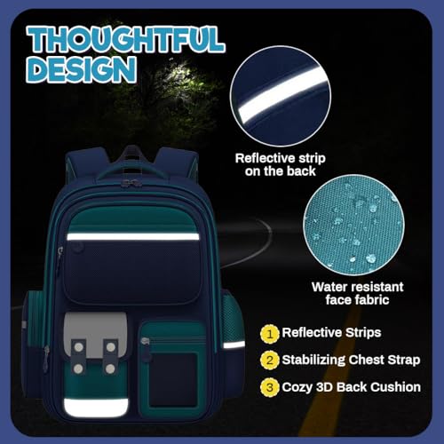 Image of Zibuyu School Bag for Boys 5-8 Years Old, Burden-Relief School Bag For Kids with Water Resistant Design, 30x20x42cm, Ergonomic Design & Spacious Daily Storage, Gifts for Boys