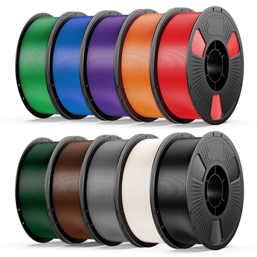 UJOY3D 10kg Hyper PLA+ 3D Printer Filament Bundle Upgraded PLA+ Filament 1.75mm 1kg Spool 10 Pack Black+Cream White+Grey+Red+Cobalt Blue+Green+Christmas Green+Orange Yellow+Coffee Brown+Iris Purple