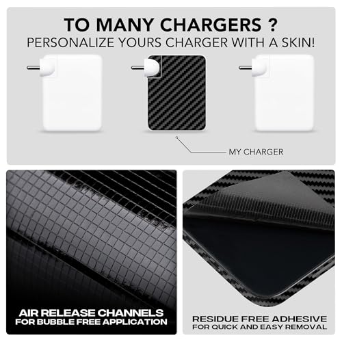 Image of Capes India Protective Adapter Skin Cover Compatible with MacBook Adapter 140W| Not a Case | Vinyl Skin Sticker (Carbon Fibre Black)