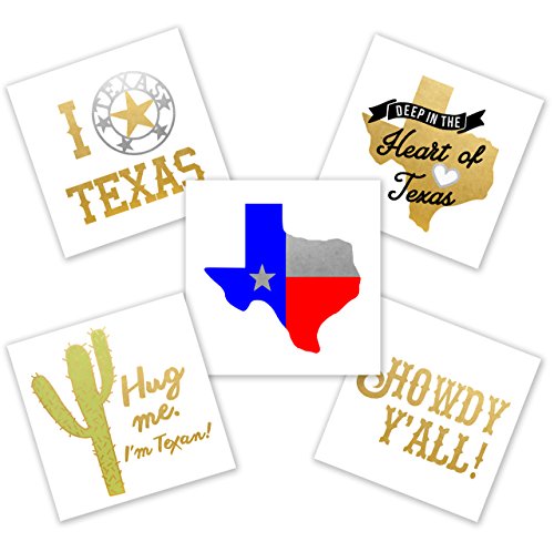 Texas Variety Set set of 25 assorted premium waterproof metallic temporary foil Flash Tattoos, temporary tattoo, party favor, party supplies