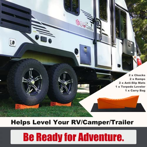 SECURITYMAN RV Leveling Ramps 2 Pack Kit | Premium Anti Slip Camper Leveler | Trailer Wheel Chocks for Dual Axle Trailers - Faster RV Leveling System Than RV Leveling Blocks | Must Have RV Accessory