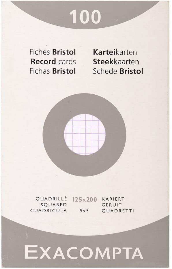 Lot 4 Blocs Fiches Bristol 125x200mm + 1 Index Adhésif Blumie - 30 Fiches Blanches Quadrillées 5x5mm Par Bloc