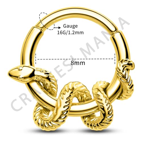 CM Crareesi Mania Snake Septum Rings 316L Stainless Steel Septum Piercing Jewelry 16G Daith Piercing Jewelry Burn Silver Daith Helix Earrings for Men3