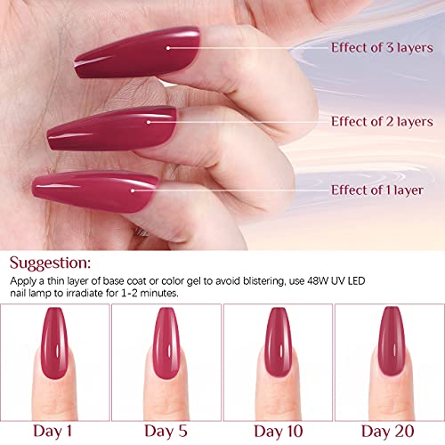 Gel Nagellack, Kastiny 9PCS Lila Rosa Weinrot Gel Nagellack UV Set, 1 Base Unterlack & 2 Top Überlack, Lange Andauernd… – Bild 5