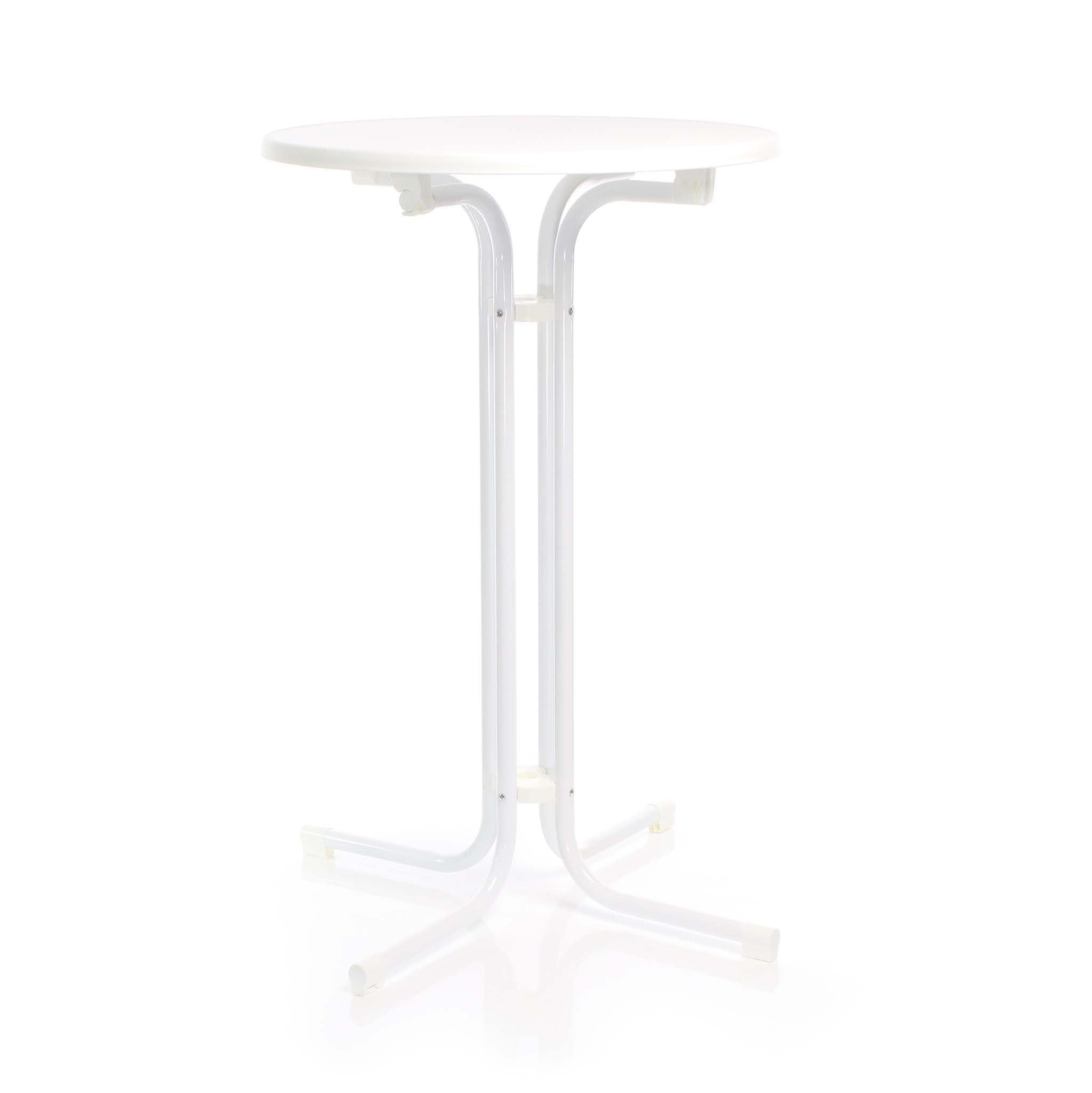 klappbarer Bistrotisch in Weiß Ø80cm runder Stehtisch Indoor/Outdoor Klapptisch 110cm hoch