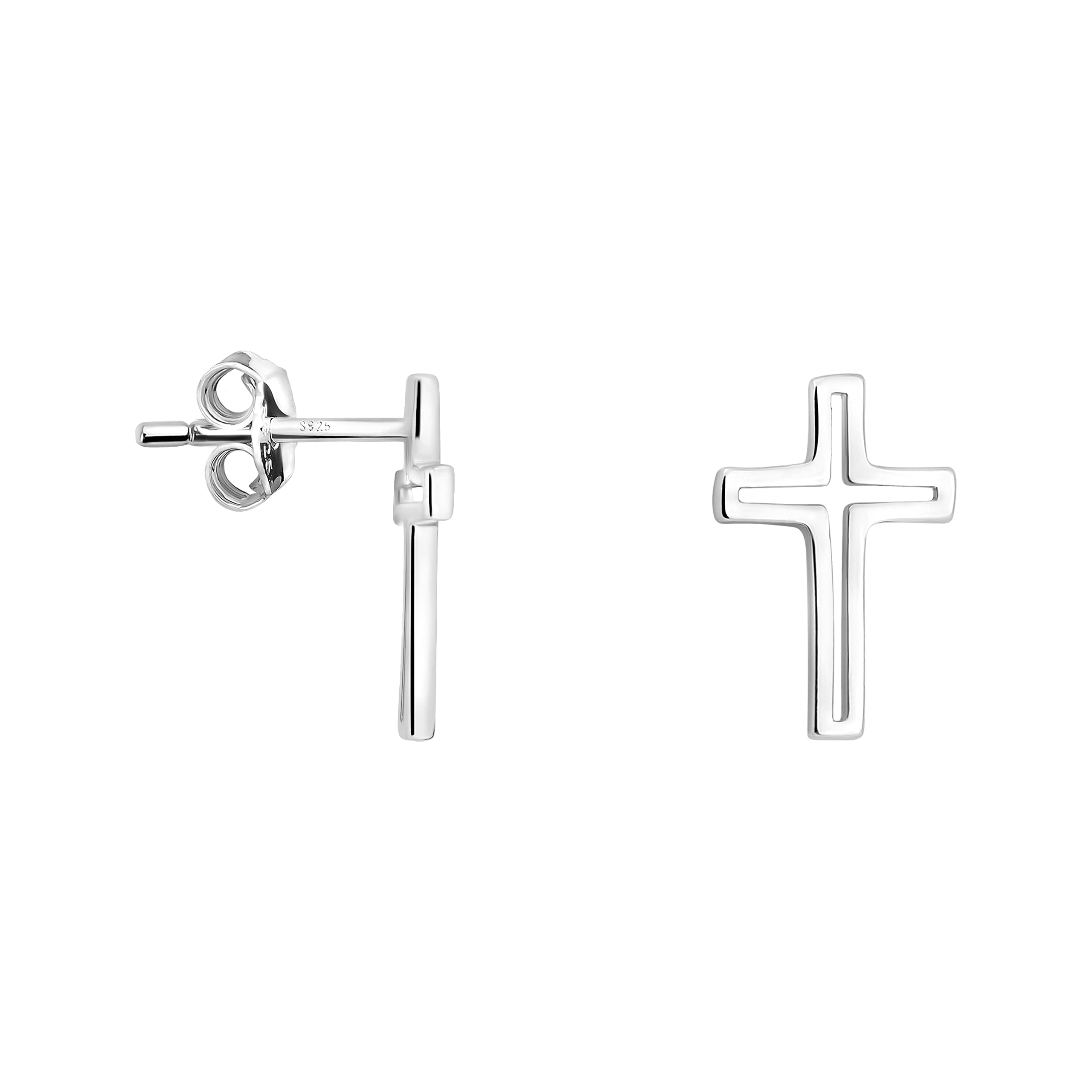 Orecchini A Perno Croce In Argento 925 | SOFIA MILANI | Placcati Rodio | Ipoallergenici | Confezione Regalo 20827