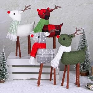 4pcs Reindeer Christmas Decoration, Standing Christmas Elk Decor, Handmade Plush Swedish Santa Elk Figurines Christmas for Home Indoor 4pcs Reindeer Christmas Decoration Standing Christmas Elk Decor Handmade Plush Swedish Santa Elk Figurines Christmas for Home Indoor