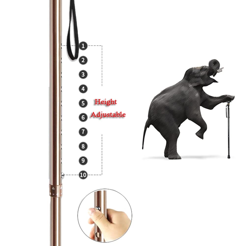 Bastone da Passeggio Leggero in Alluminio, Bastone da Trekking Antiscivolo Regolabile con Luce LED per Campeggio, Escursioni e Trekking