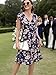 oxiuly Women's V-Neck Cap Sleeve Floral Casual Work Stretchy Swing Dress OX233 (XL, Navy Blue Floral)