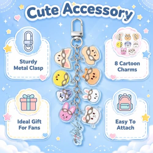 Image of Stray Kids Keychain with Cute Animal Pendant, Cute Stray Kids Merch Skzoo Keychain for Fans Trendy Design | Eye-Catching Detail | Skz Merch | Idol Gift | Cute Pendant