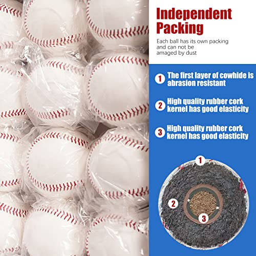 Baisidiwei Baseballs 12 Pack Sports Practice Baseballs 9 Inch Official Size And Weight Baseball Unmarked Autograph Baseball Training Ball For Games, Soft Toss, Batting, Fielding, Hitting, Pitching #TOP2