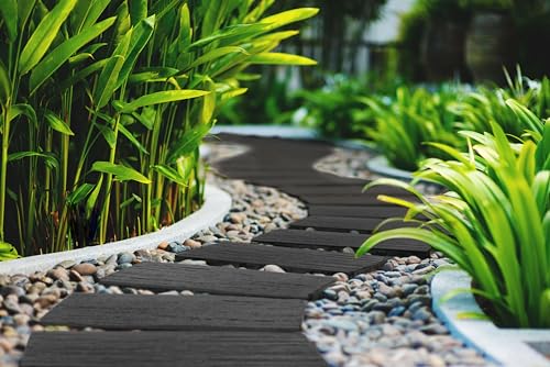 Nicoman Lazo de ferrocarril para jardín con Efecto de Madera, Respetuoso con el Medio Ambiente, de Goma, para Exteriores, Color Gris, 61 x 25,5 cm, Juego de 1