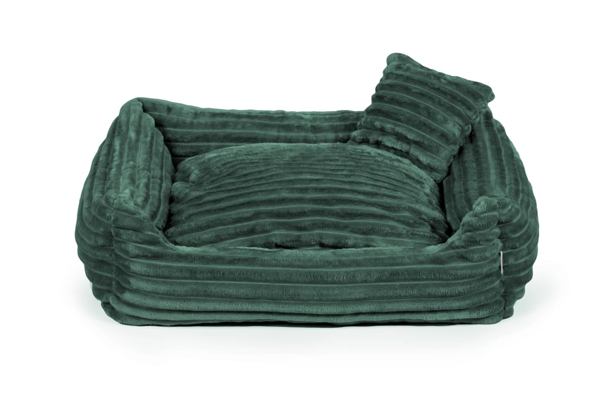 Gutekissen® Lit pour chien Dream - Coussin moelleux pour petits et grands chiens - Lit lavable en tissu rayé avec rembourrage en mousse de polyuréthane (vert, 3XL - 130 x 110 cm)