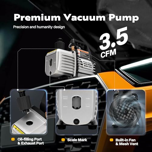 Image of VIVOHOME 1 /4 HP 3.5CFM 1 Stage AC Vacuum Pump and R134a Manifold Gauge Set