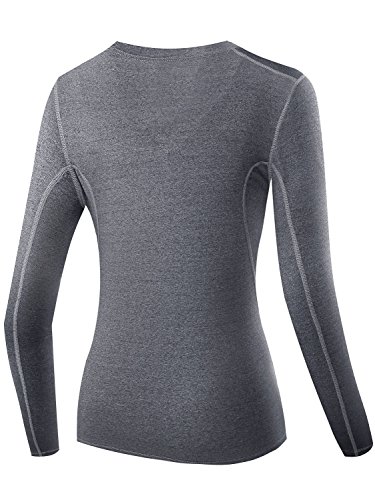 Neleus Women's 3 Pack Dry Fit Athletic Compression Long Sleeve T Shirt,Black,Grey,Blue,X-Large #TOP7