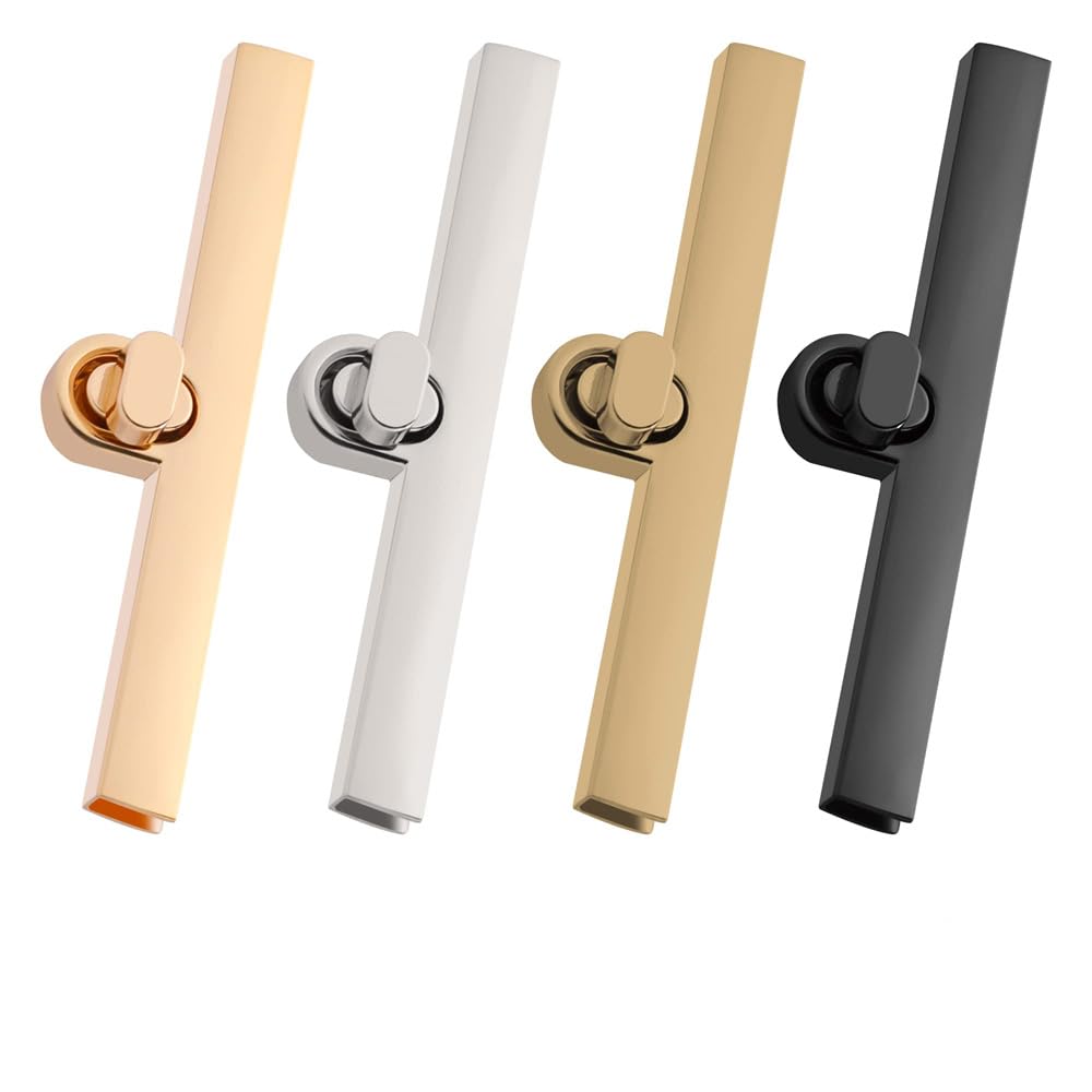 Azonee Turn Lock Clasp, Purse Long Twist Lock, Clutches Alloy Closure Clasp Fastener, Bag Replacement Hardware Clip Buckle for DIY Bag Handbag Leathercraft Projects (Light Gold, Silver, Black, Bronze)