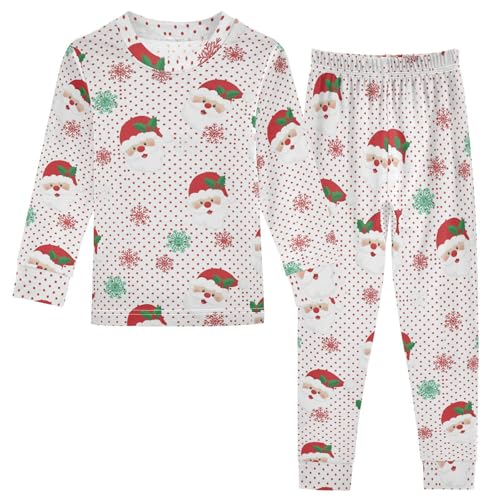 Pajama Sets Long Sleeve Santa Claus Snowflakes Soft Comfy Sleepwear 2 Piece PJS 3-8T