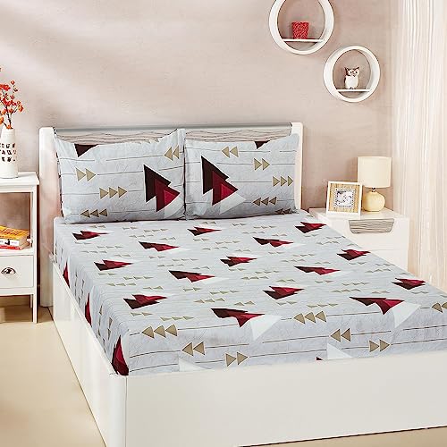 Image of Amazon Brand - Solimo Cotton Feel Double Bedsheet with 2 Pillow Covers for Bed Room, Home, Hotel (King, Cream)