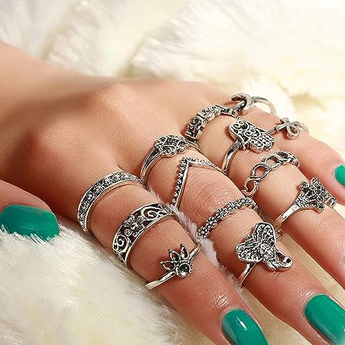 Zzhdcc 63 Pcs Knuckle Stacking Rings For Women Vintage Gold Silver Ring Set Adjustable Bohemian Joint Finger Midi Rings Turquoise Jewelry For Women Birthday Statement Rings Gifts #TOP2