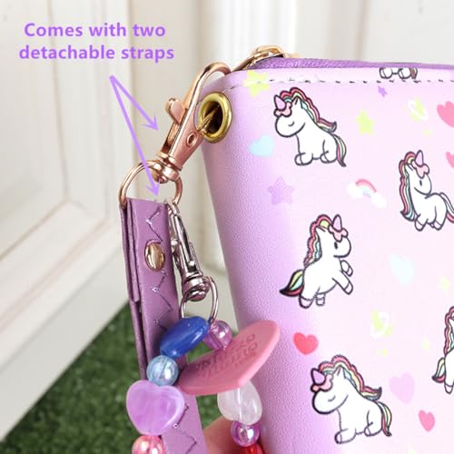 Image of AACKS Little Girls Coin Purse Kids Small Wallet for Teens Women Mini Coin Pouches with Strap Cute Cartoon Card Holder Cat Kitty Panda Unicorn