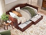 AFI, Nantucket Twin Size Wood Daybed Frame with 2 Storage Drawers, Walnut (Brown)