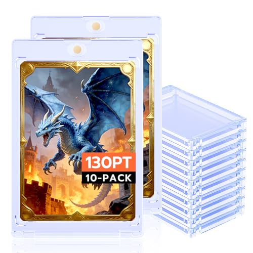 Tolesum 10 pcs Magnetic Trading Card Holder 130PT Protege Cartes à Collectionner Protection UV Support Carte Magnétique Titulaire de Carte pour Magic, MTG, Sport, Baseball, Football - Blu-ray
