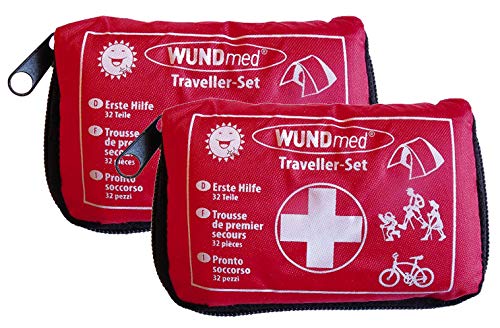 2 Stück Wundmed Erste Hilfe Set 32-teilig in praktische Etui mit Gürtelschlaufe Verbandskasten Verbandstasche