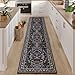 Rugcomf Runner Rug Washable Kitchen Runner 2'x 10' Runner Rug for Entryway Indoor Floral Soft Non-Slip Carpet Runner for Hallways, Kitchen, Laundry, Bedroom, Bathroom(Blue)