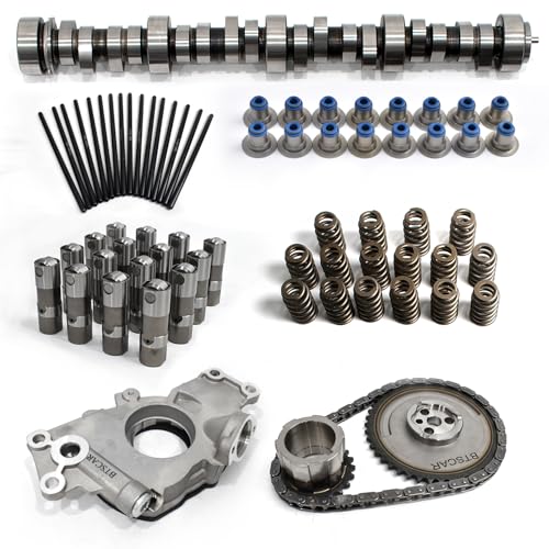 BTSCAR Sloppy Mechanics Stage 2 Camshaft Lifter Kit Fit for Chevy GMC 1997-2013 4.8L 5.0L 5.3L 6.0L 6.2L LS Cam Kit Gen Ⅲ, mit Stage 2 Cam Kit, Lifters, Springs, M295 Oil Pump, Timing Chain