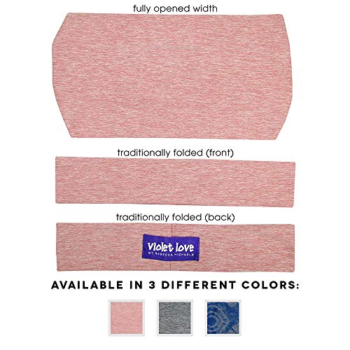 Violet Love Womens Yoga Headbands - Heathered Headband, Best Non-Slip Sport Headbands for Women, Girls, Men, Walking, Exercise, Running, Gym, Sports, Athletics - Rose Heather - msrp $17