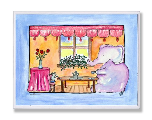 Plaque murale rectangle éléphant résistant pour chambre d'enfant Stupell