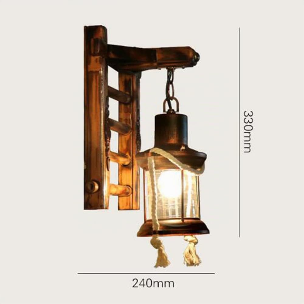 Retro Holz Wandleuchte Treppen Wandlampe Kreativ Bambus Pendellampe Vintage Hanfseil Rustikale Wandlicht Glas Lampenschirm Wandleuchten Für Schlafzimmer Restaurant Hotel Flur Esszimmer