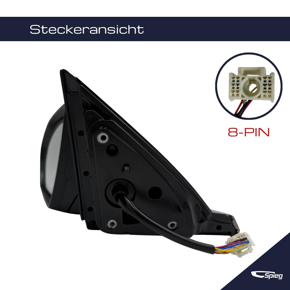Spieg Außenspiegel Links für Hyundai Tucson NX4 2021-2025 Elektrisch Einklappbar, Blinklicht, Weißes Material, 8 PIN