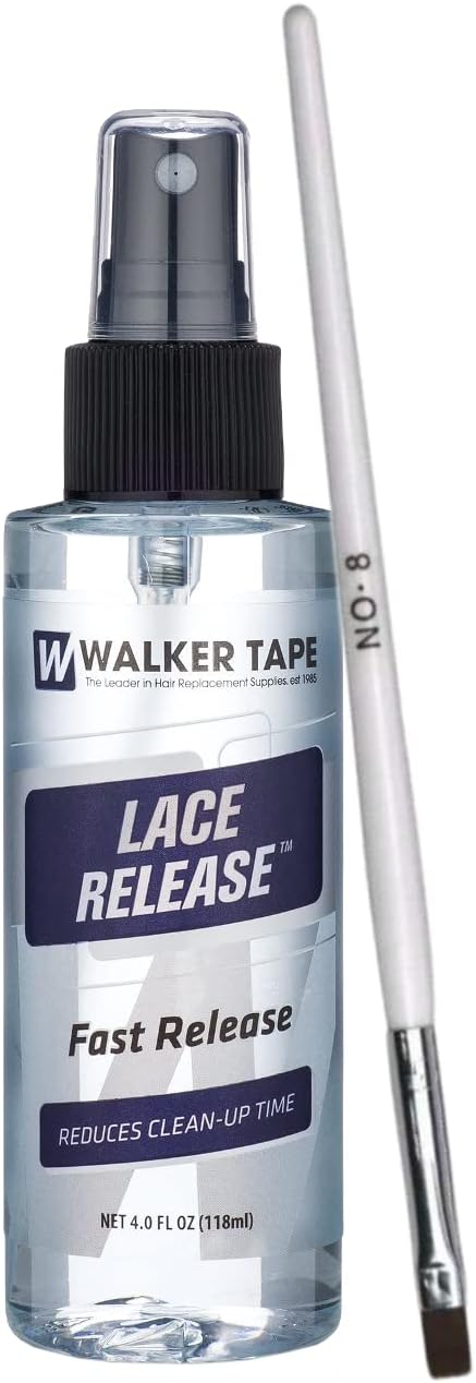 Walker Tape 4oz Spray Lace Release w/White Brush Applicator Bundle Saver Pack | Front Bonding Weave Wigs Active Wig Glue Adhesive Extensions Melting Super Bold Hold Remover