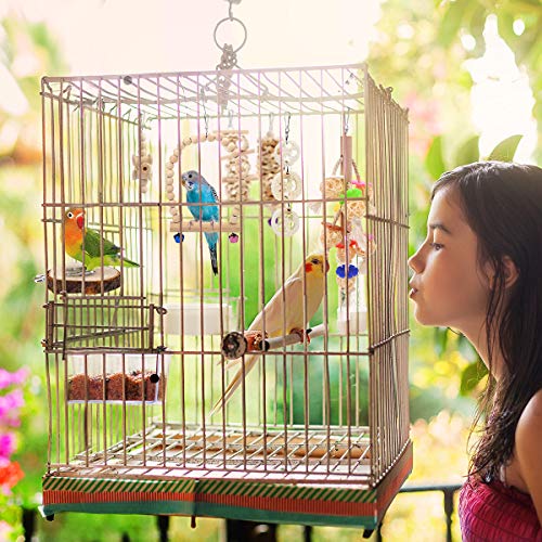 Speelgoed voor Vogels,Vegena 8 PCS Vogel Papegaai Speelgoed,Houten Vogel Kauwen Speelgoed,Hangend Bel,Schommelen en… - Afbeelding 8