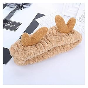 yqs Spa gezicht hoofdband, wassen gezicht haarhouder haarbanden zacht warm koraal fleece herten gewei oren hoofdband…