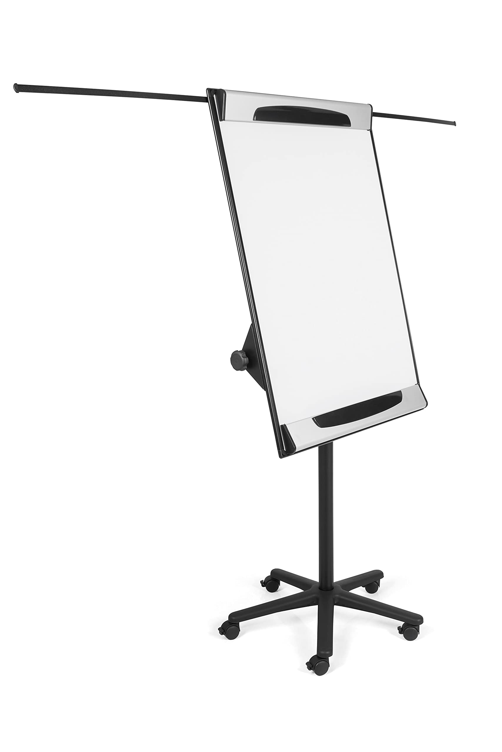 Bi-Office Design Pizarra Magnética con caballete móvil, marco negro, con brazos extensibles, 70 x 100 cm, para rotafolios