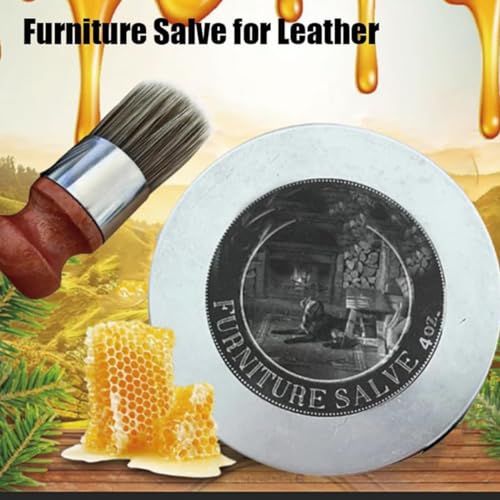 Furniture Salve with Brush for Leather Wood, Wise Old Owl Leather Furniture Salve/Brush Bundle Wood Polish Wax with Boar Bristle Brush, Household Leather Upholstery Cleaners for Home (1 Packs)