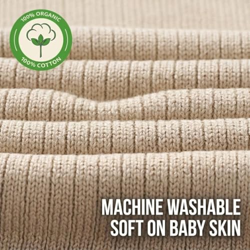 Image of 100% Organic Cotton Knit Receiving Baby Blanket for Newborns - Soft, Breathable Blanket for Crib & Stroller - Nursery Gift (Fog)