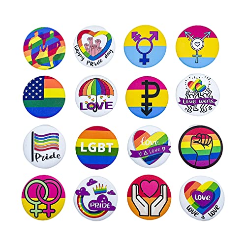 CIKI 57 Pcs Pride Day Rainbow Pins, Buttons - Love Gay, Gay, Bisexual Badges, Celebration Party Gifts, Supplies and Accessories, Blue, Large