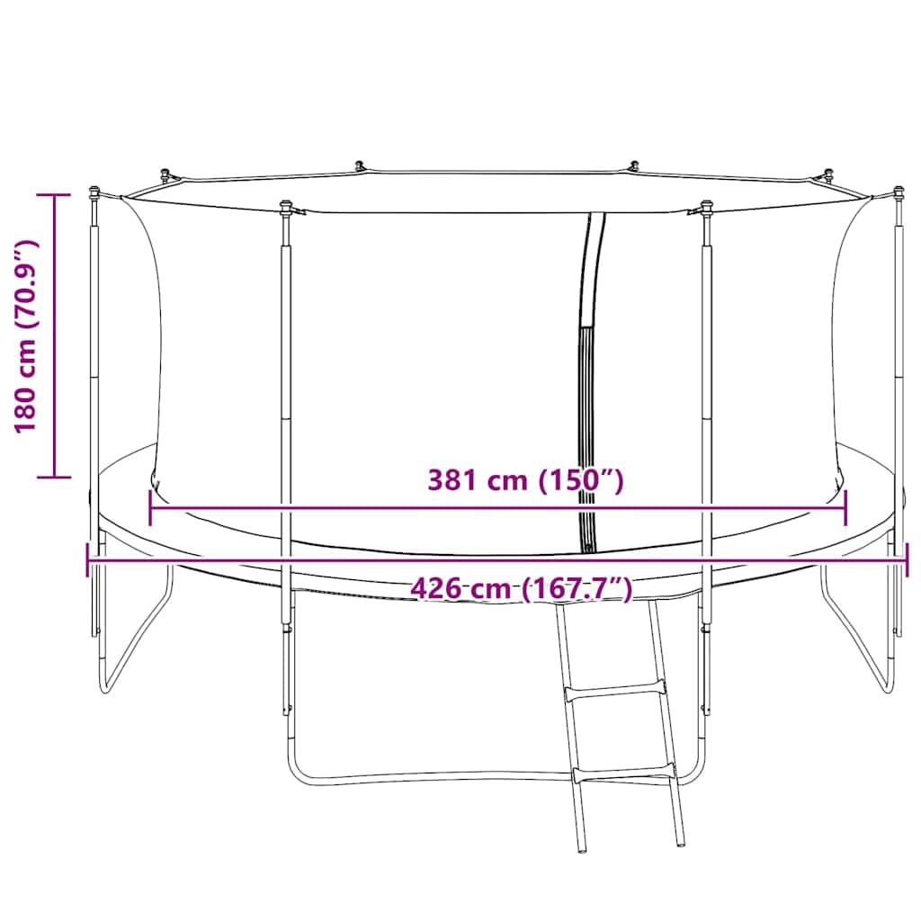 Red de seguridad para cama elástica redonda de 3,05 m, de polietileno, resistente a la intemperie, con cremallera, apta para barras, color negro